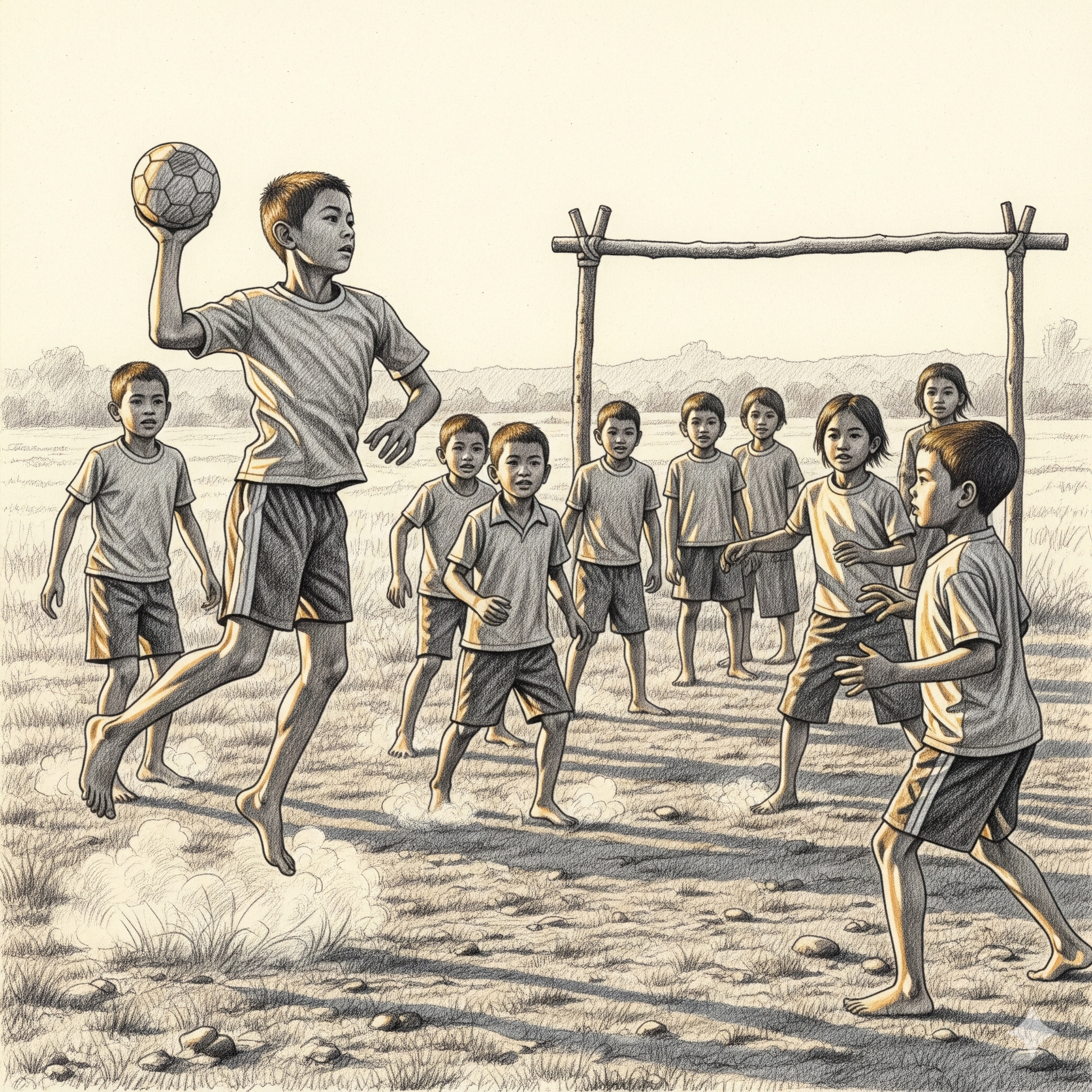 Rural athletes playing Handball